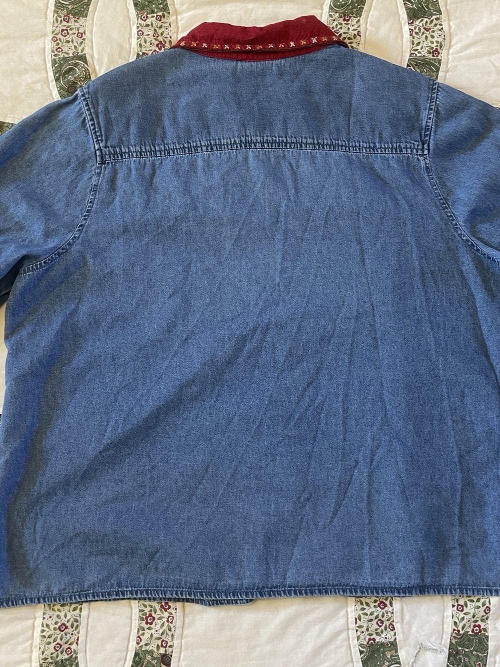 Vintage White Stag Embroidered Autumn Denim Button Down XL Cottagecore Granola - Picture 4 of 6